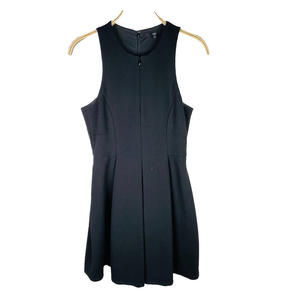 Tibi Mini Dress Womens 2 Black Excellent Fit & Flare Sleeveless Pleated Skirt